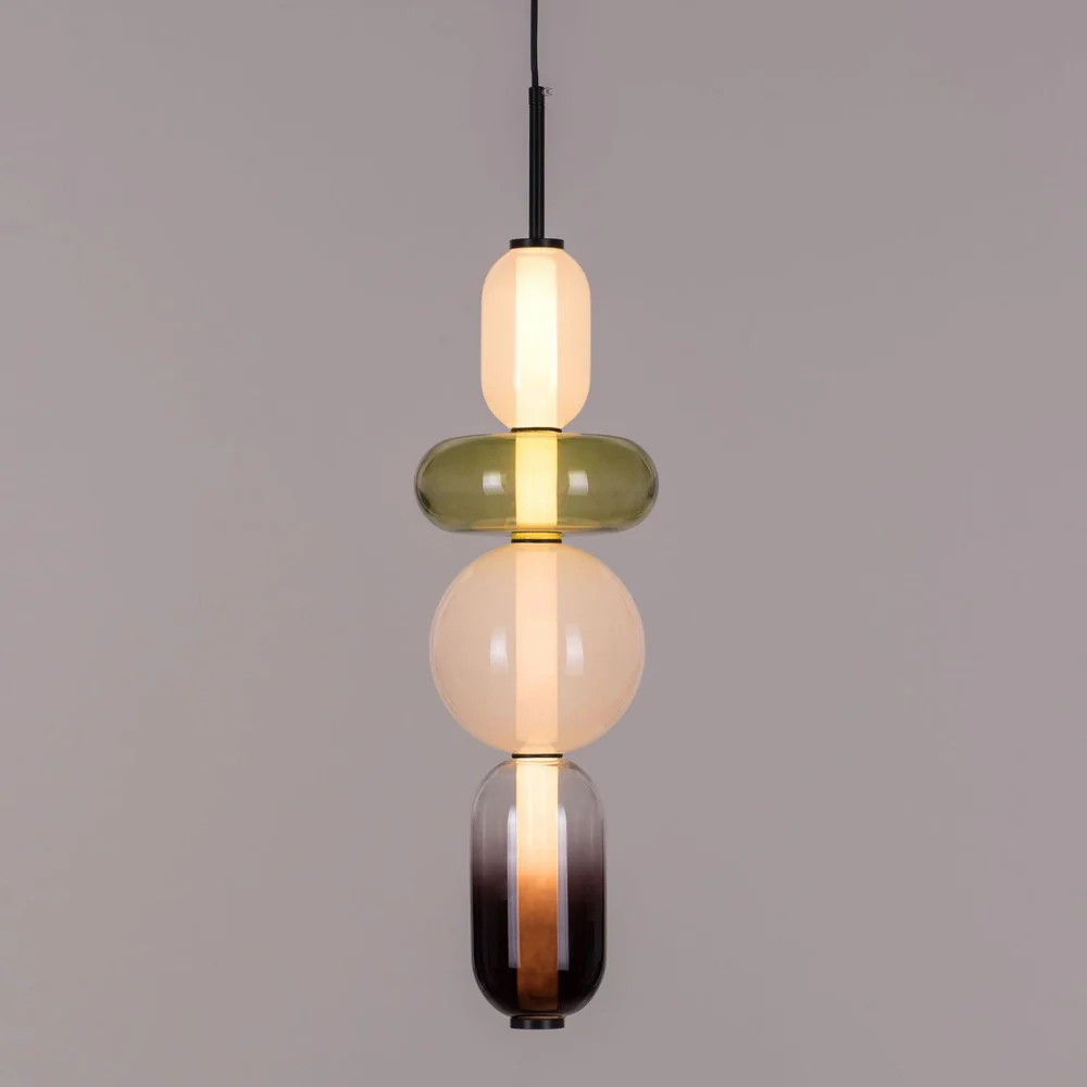 Stacked Glass Pendant Light with Geometric Tiers - Art Deco Style - Image 20