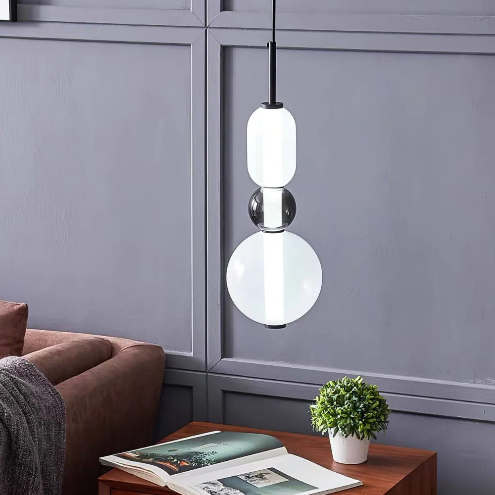 Stacked Glass Pendant Light with Geometric Tiers - Art Deco Style - Image 21