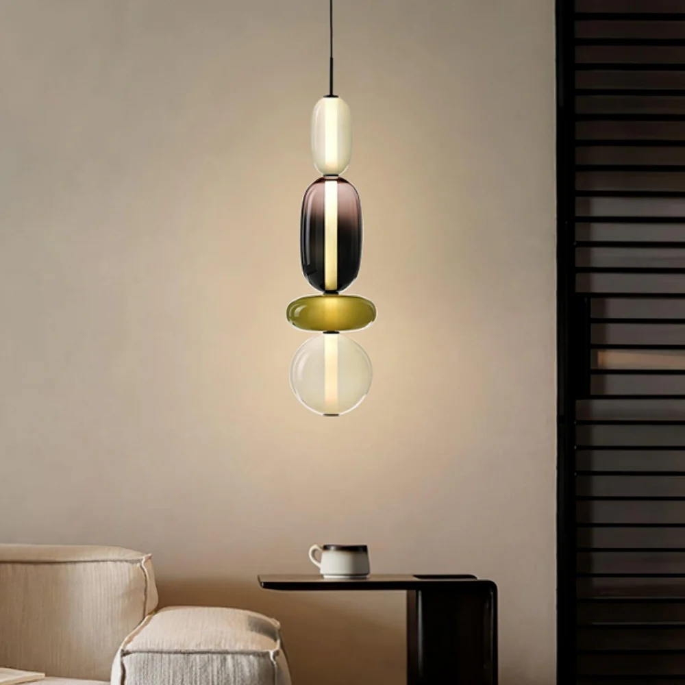 Stacked Glass Pendant Light with Geometric Tiers - Art Deco Style - Image 23