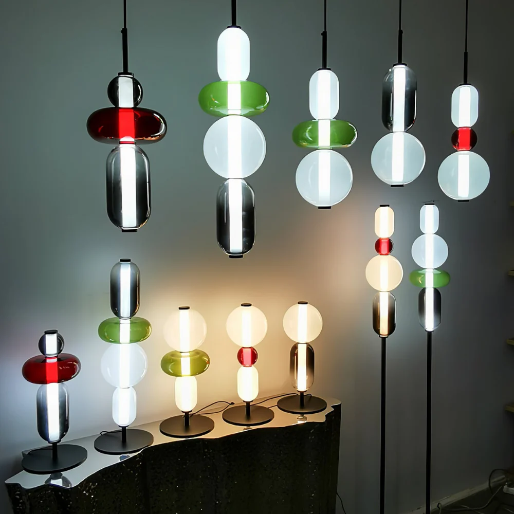Stacked Glass Pendant Light with Geometric Tiers - Art Deco Style - Image 24