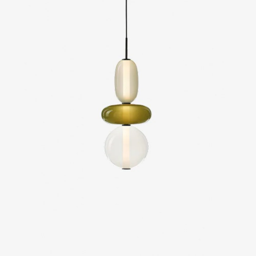 Stacked Glass Pendant Light with Geometric Tiers - Art Deco Style - Image 27