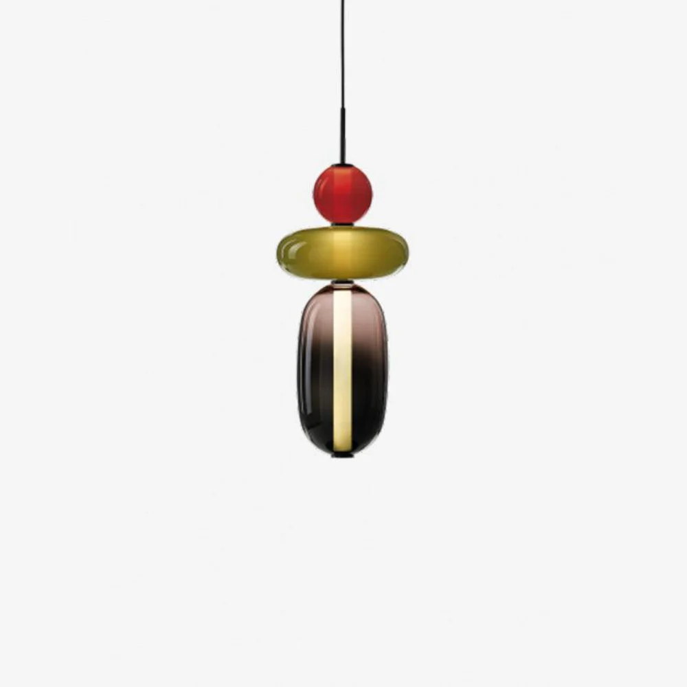 Stacked Glass Pendant Light with Geometric Tiers - Art Deco Style - Image 29