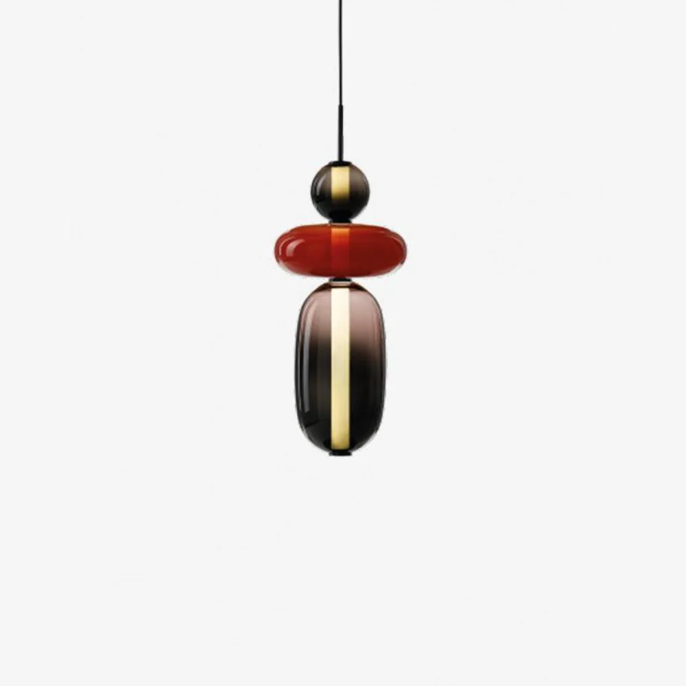 Stacked Glass Pendant Light with Geometric Tiers - Art Deco Style - Image 30