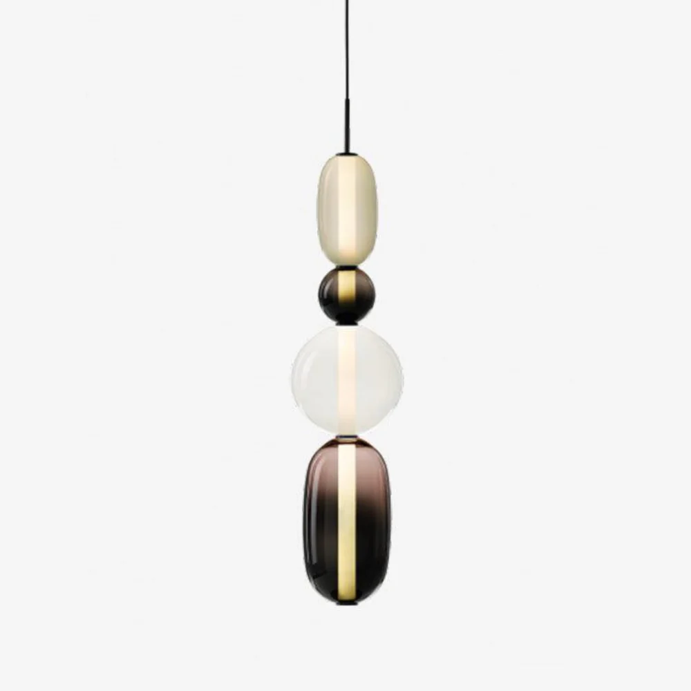 Stacked Glass Pendant Light with Geometric Tiers - Art Deco Style - Image 35