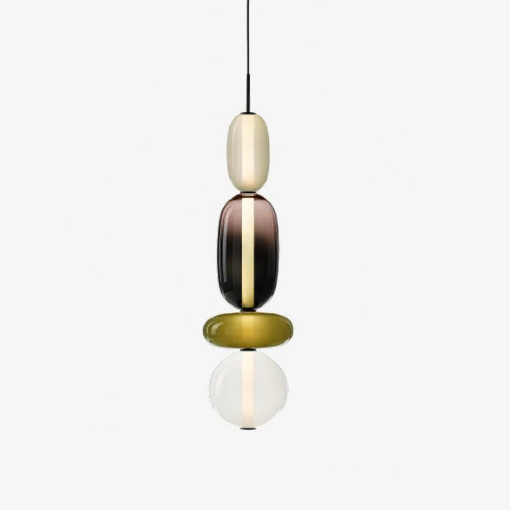 Stacked Glass Pendant Light with Geometric Tiers - Art Deco Style - Image 36