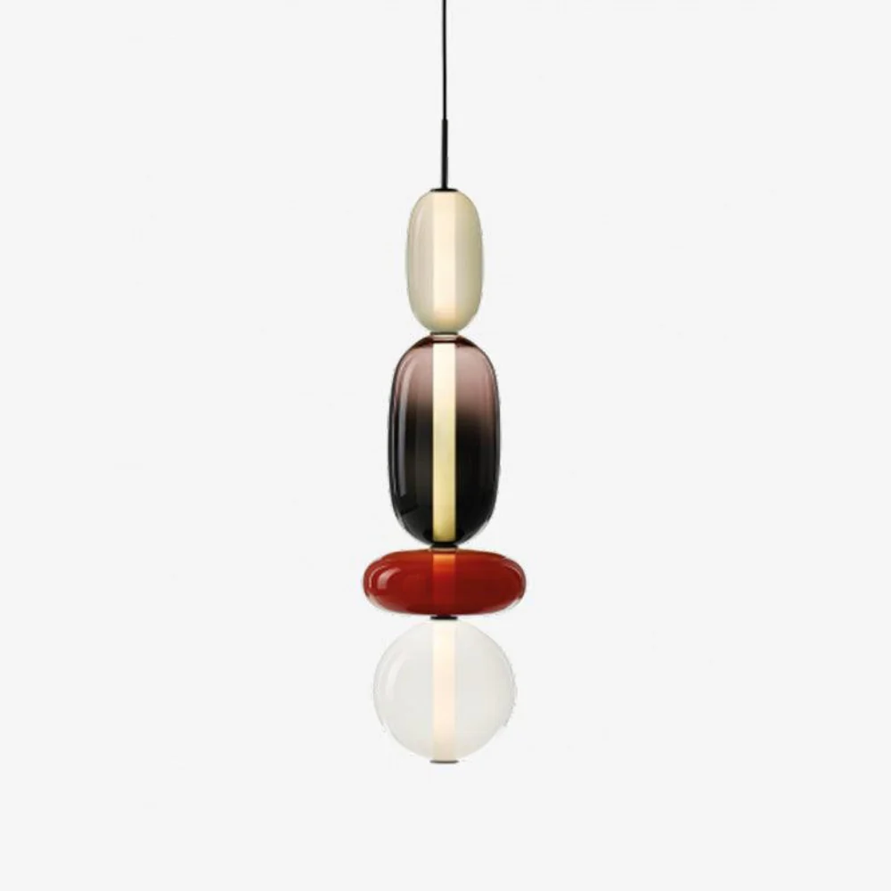 Stacked Glass Pendant Light with Geometric Tiers - Art Deco Style - Image 37