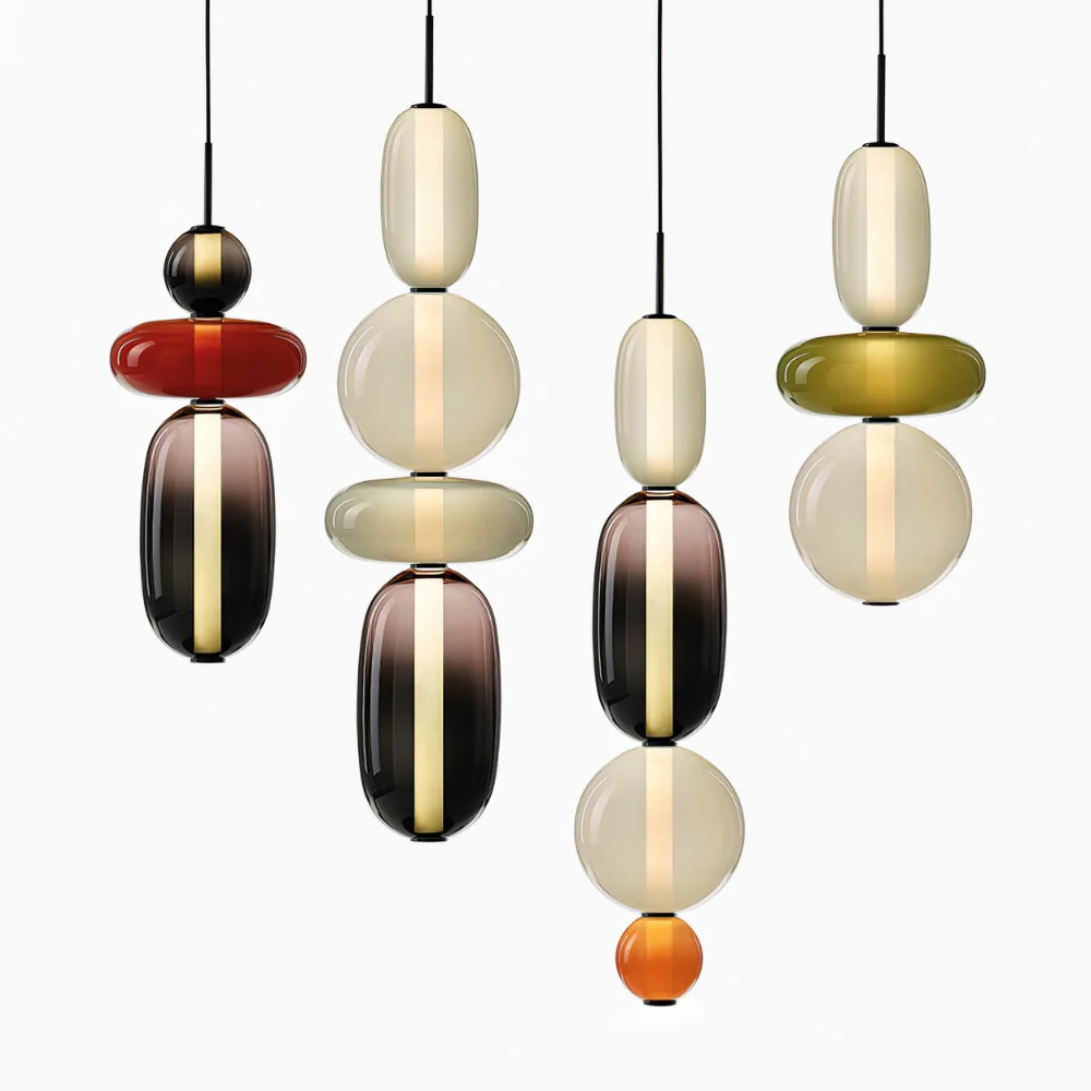 Stacked Glass Pendant Light with Geometric Tiers - Art Deco Style - Image 38