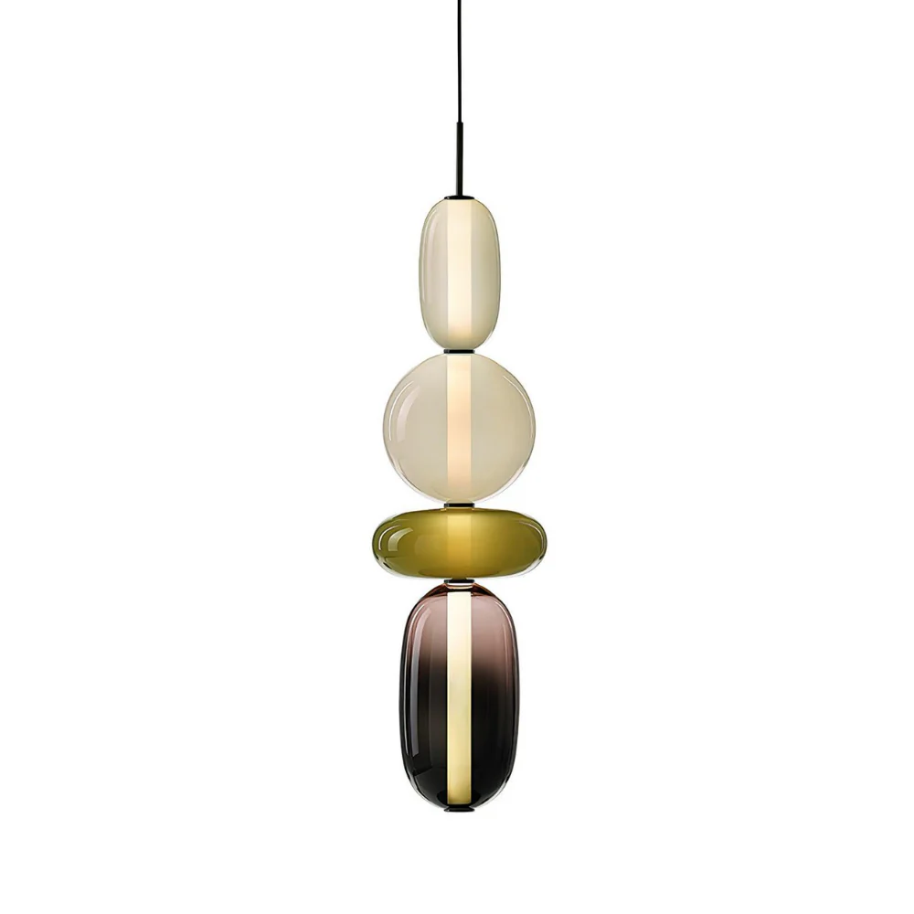 Stacked Glass Pendant Light with Geometric Tiers - Art Deco Style - Image 39