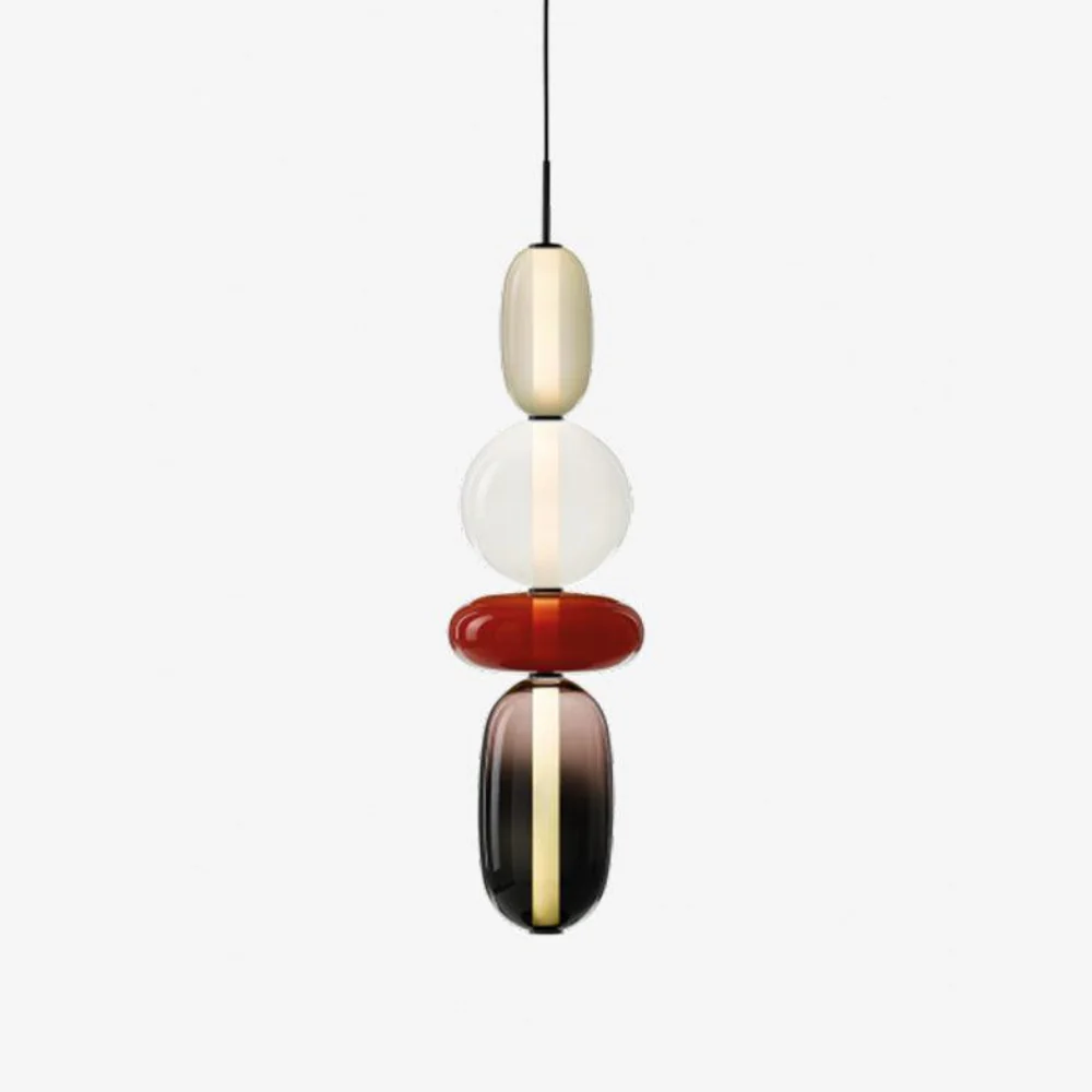 Stacked Glass Pendant Light with Geometric Tiers - Art Deco Style - Image 40