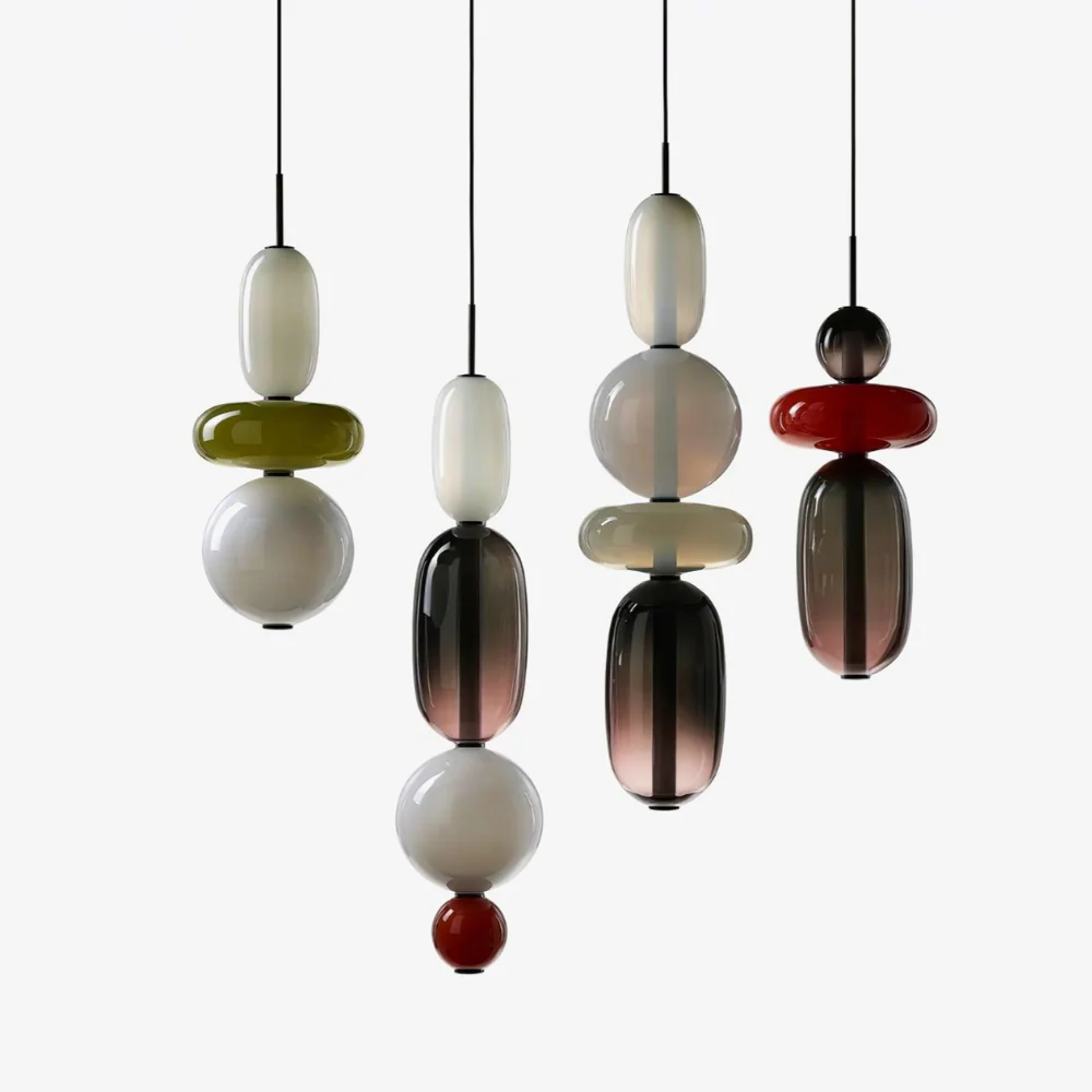 Stacked Glass Pendant Light with Geometric Tiers - Art Deco Style - Image 43