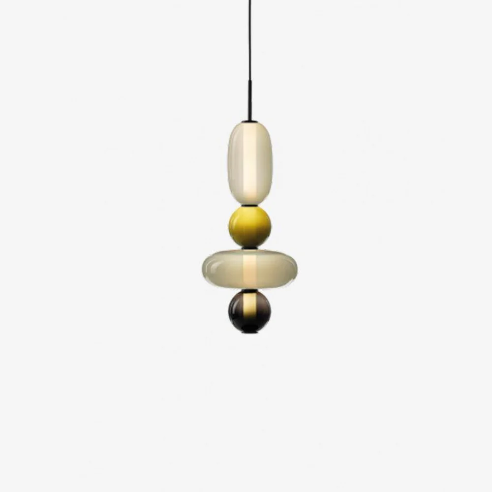 Stacked Glass Pendant Light with Geometric Tiers - Art Deco Style - Image 46