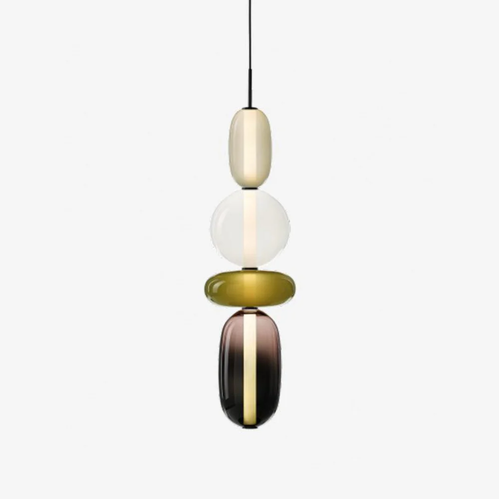 Stacked Glass Pendant Light with Geometric Tiers - Art Deco Style - Image 48