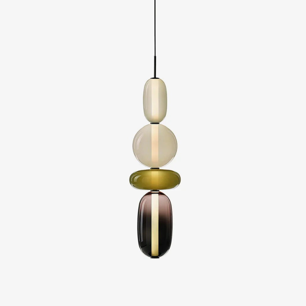 Stacked Glass Pendant Light with Geometric Tiers - Art Deco Style - Image 50