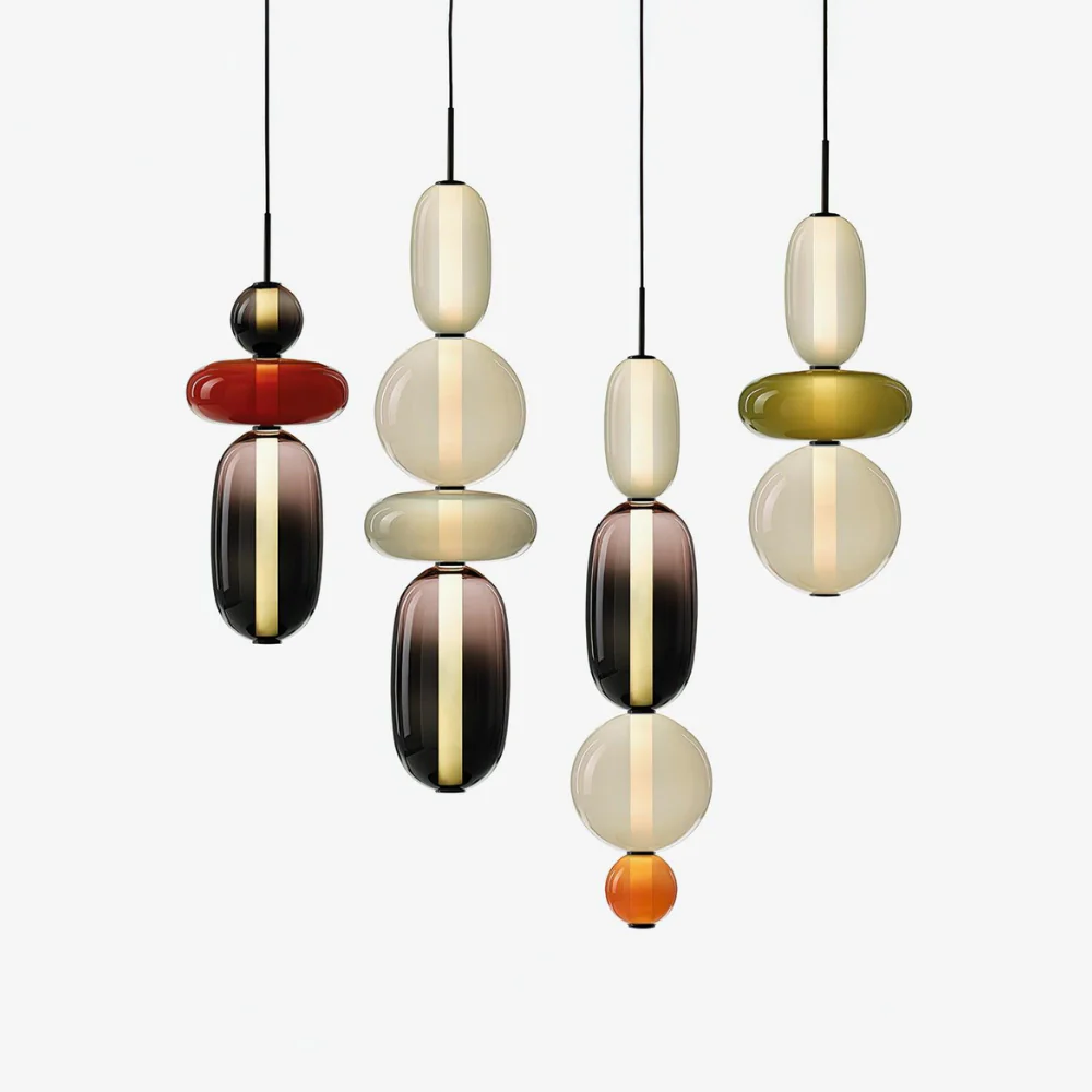 Stacked Glass Pendant Light with Geometric Tiers - Art Deco Style - Image 51