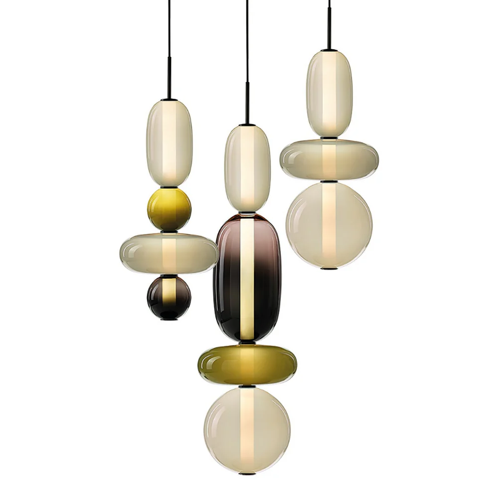 Stacked Glass Pendant Light with Geometric Tiers - Art Deco Style - Image 52