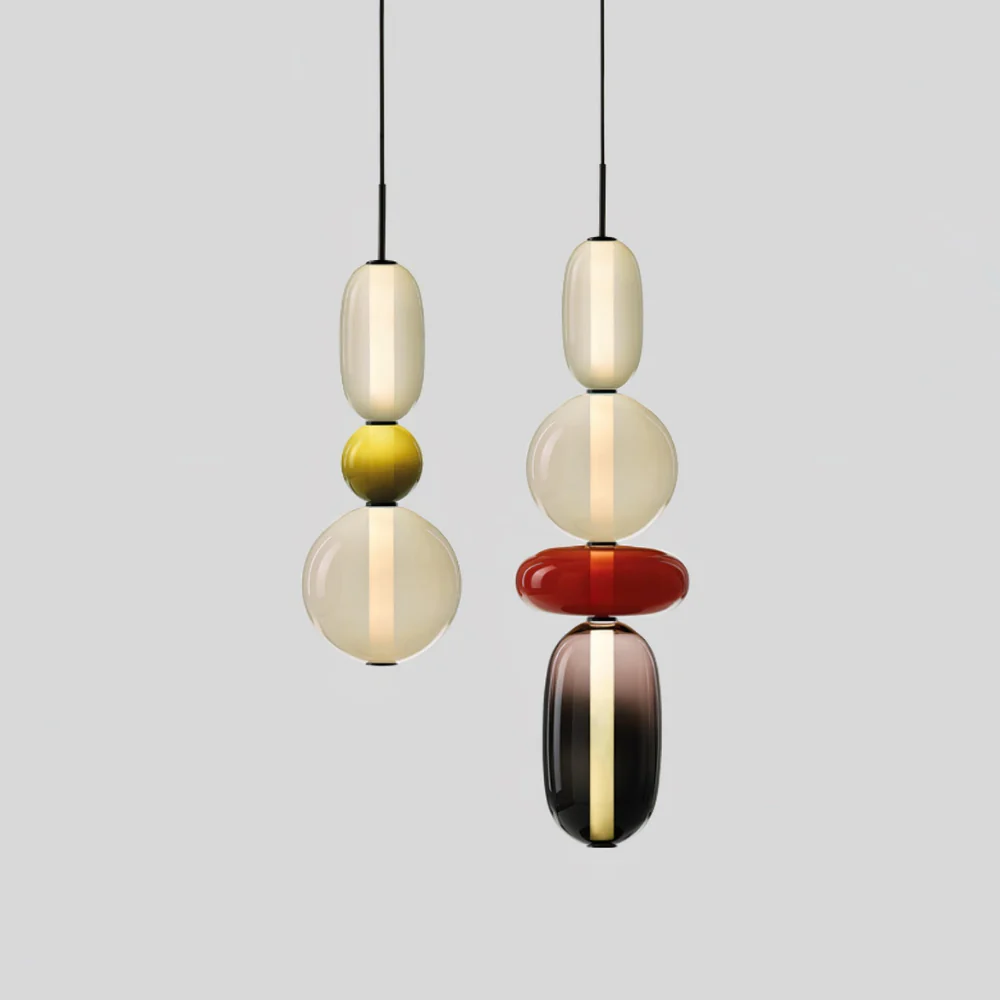 Stacked Glass Pendant Light with Geometric Tiers - Art Deco Style - Image 53