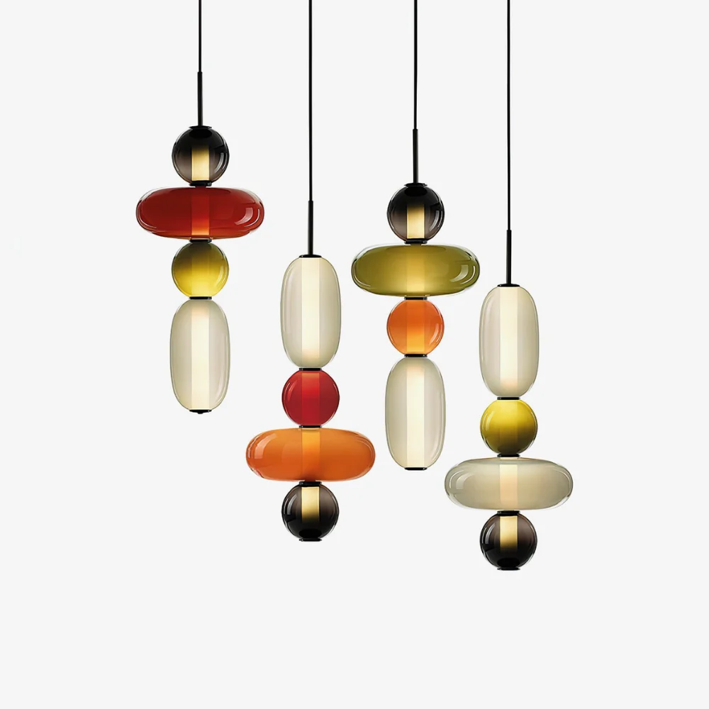 Stacked Glass Pendant Light with Geometric Tiers - Art Deco Style - Image 55