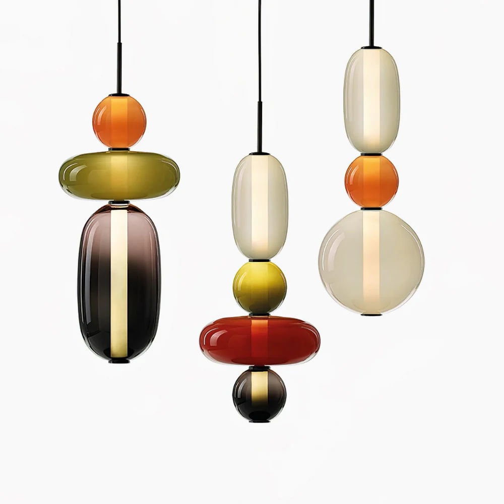Stacked Glass Pendant Light with Geometric Tiers - Art Deco Style - Image 56