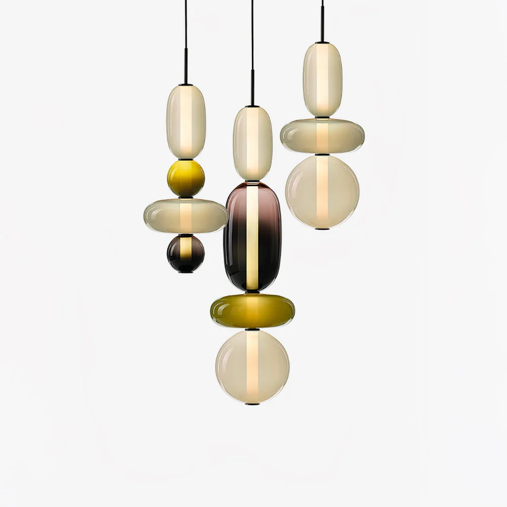 Stacked Glass Pendant Light with Geometric Tiers - Art Deco Style - Image 57