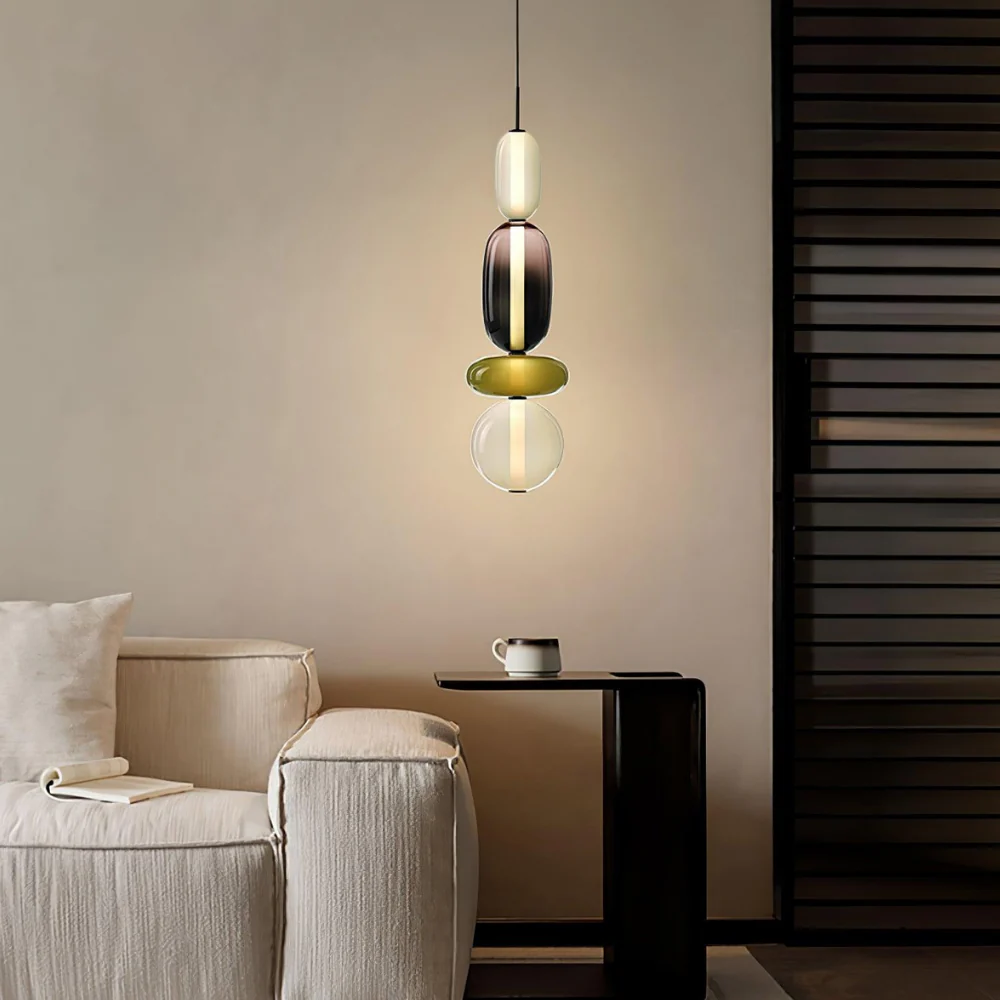 Stacked Glass Pendant Light with Geometric Tiers - Art Deco Style - Image 7