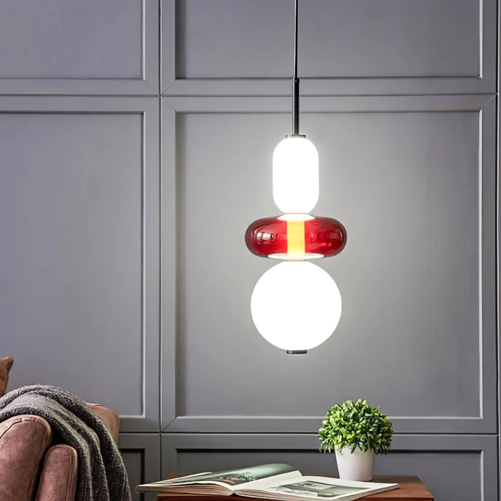 Stacked Glass Pendant Light with Geometric Tiers - Art Deco Style - Image 9