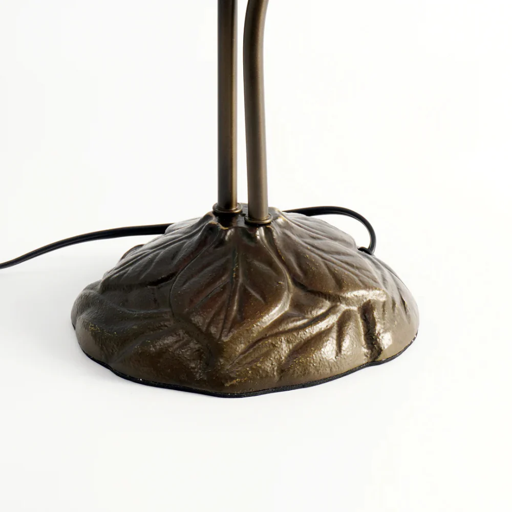 Table Lamp with Flower Glass Shades - Vintage Stained Glass Floral - Image 15