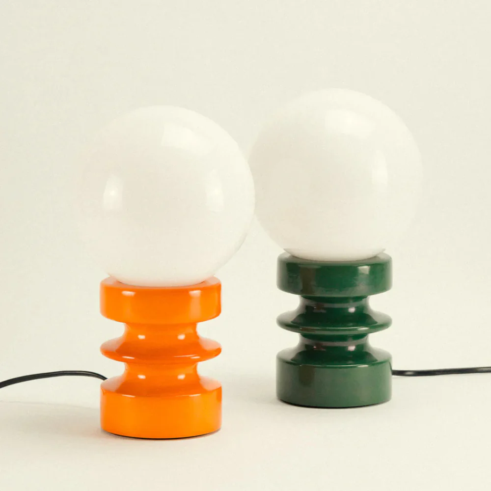 Table Lamp with Frosted Glass Globe Shade - Modern Mid Century Retro - Image 5