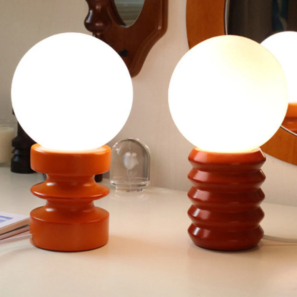 Table Lamp with Frosted Glass Globe Shade - Modern Mid Century Retro - Image 7