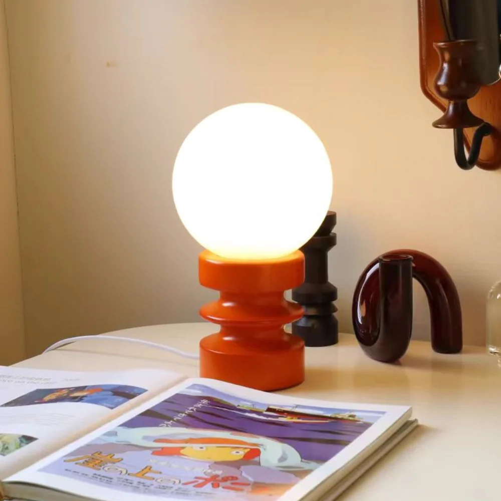 Table Lamp with Frosted Glass Globe Shade - Modern Mid Century Retro - Image 9