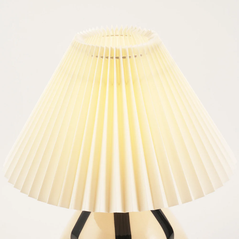 Table Lamp with Pleated Fabric Shade - Mid Century Modern Ceramic - Image 11