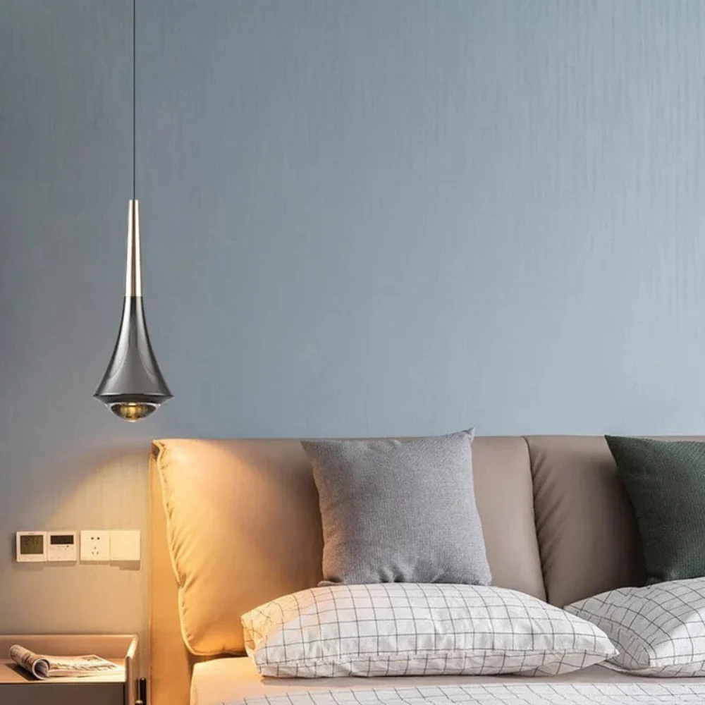 Teardrop Aluminum Pendant Light with Glass Base - Modern Water Drop Design - Image 2