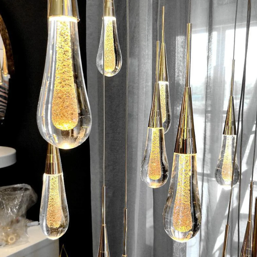 Teardrop Glass Pendant Light Shimmering Core - Modern Art Deco - Image 9