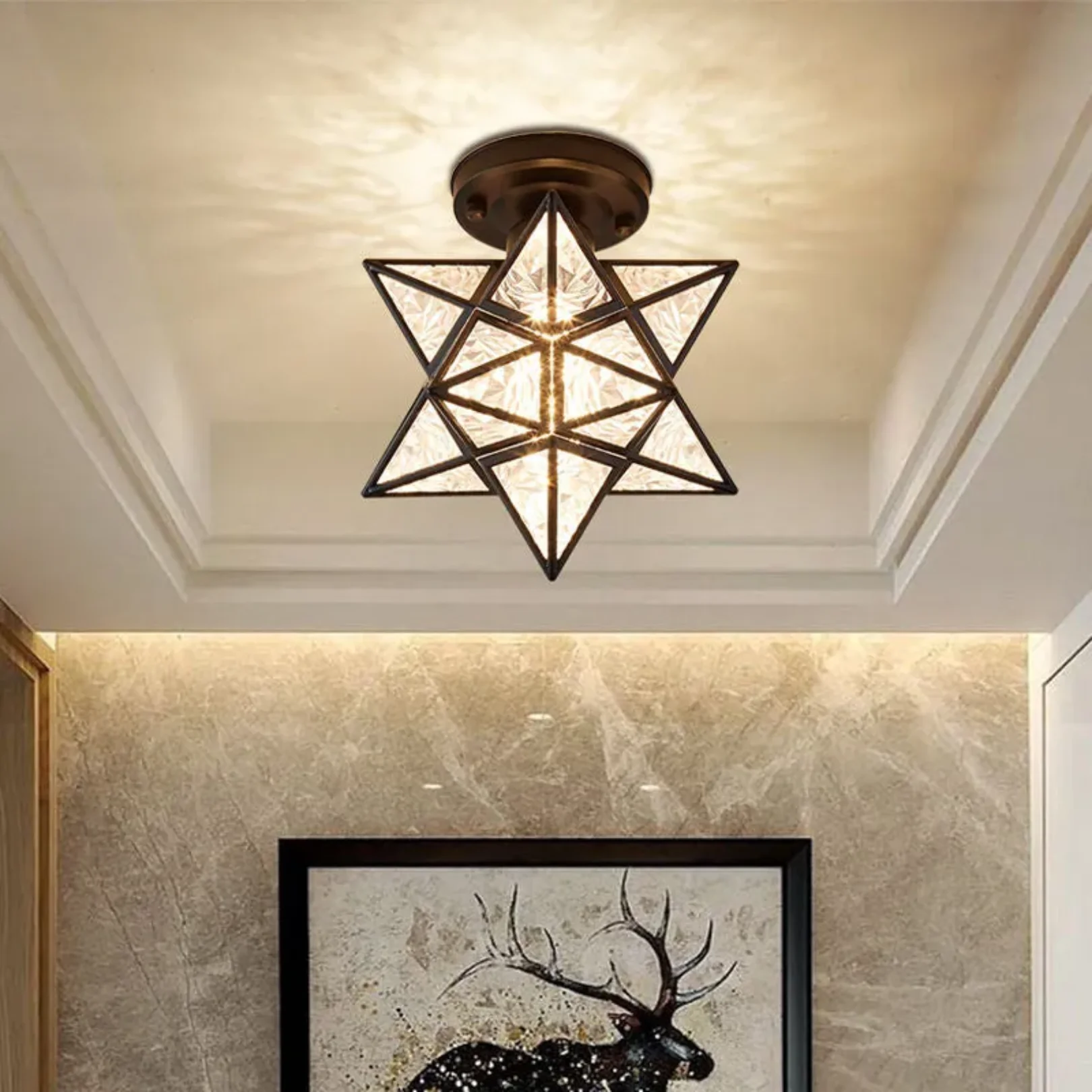 Traditional Star Shape Flush Mount Light - Vintage Style Ceiling Light - Image 3
