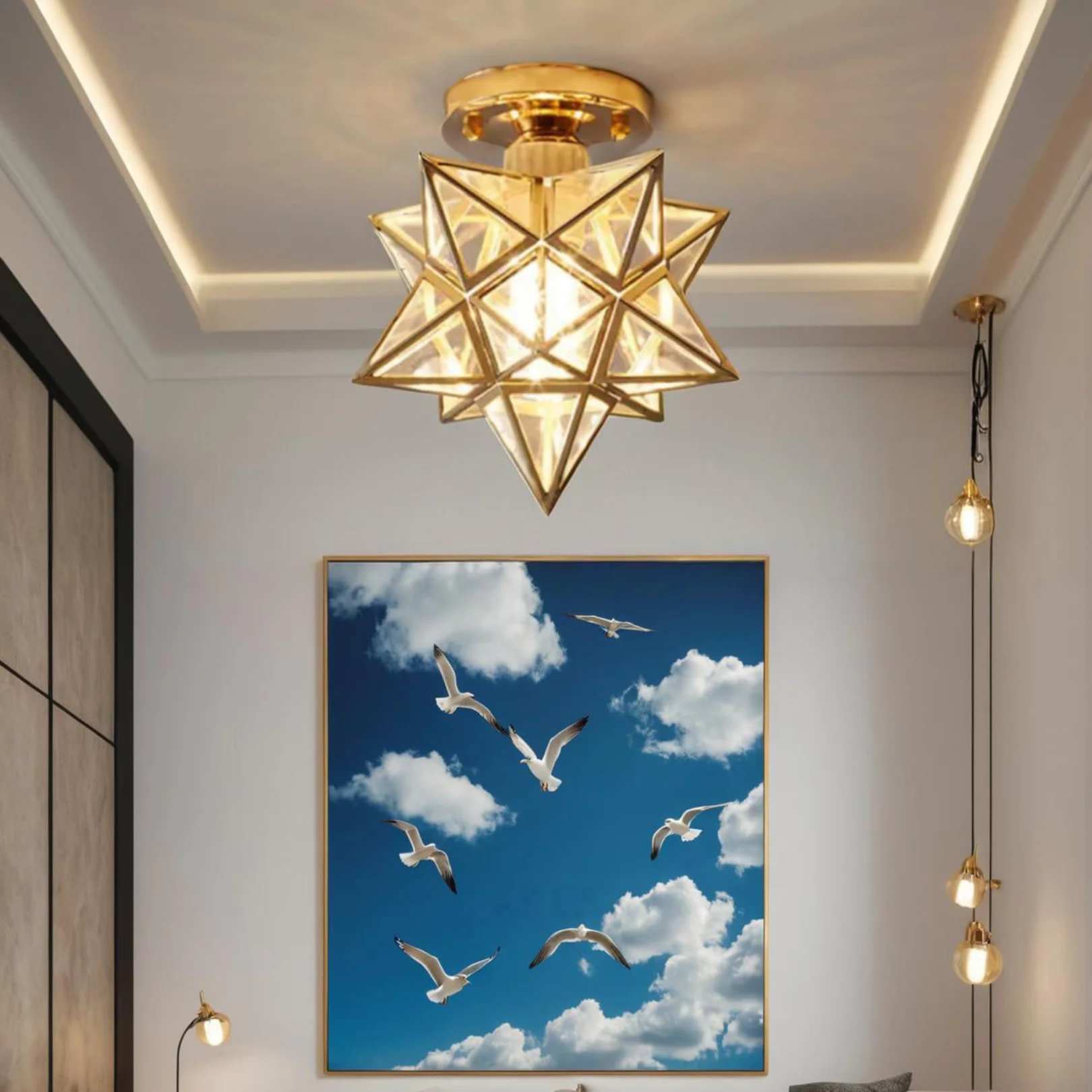 Traditional Star Shape Flush Mount Light - Vintage Style Ceiling Light - Image 4