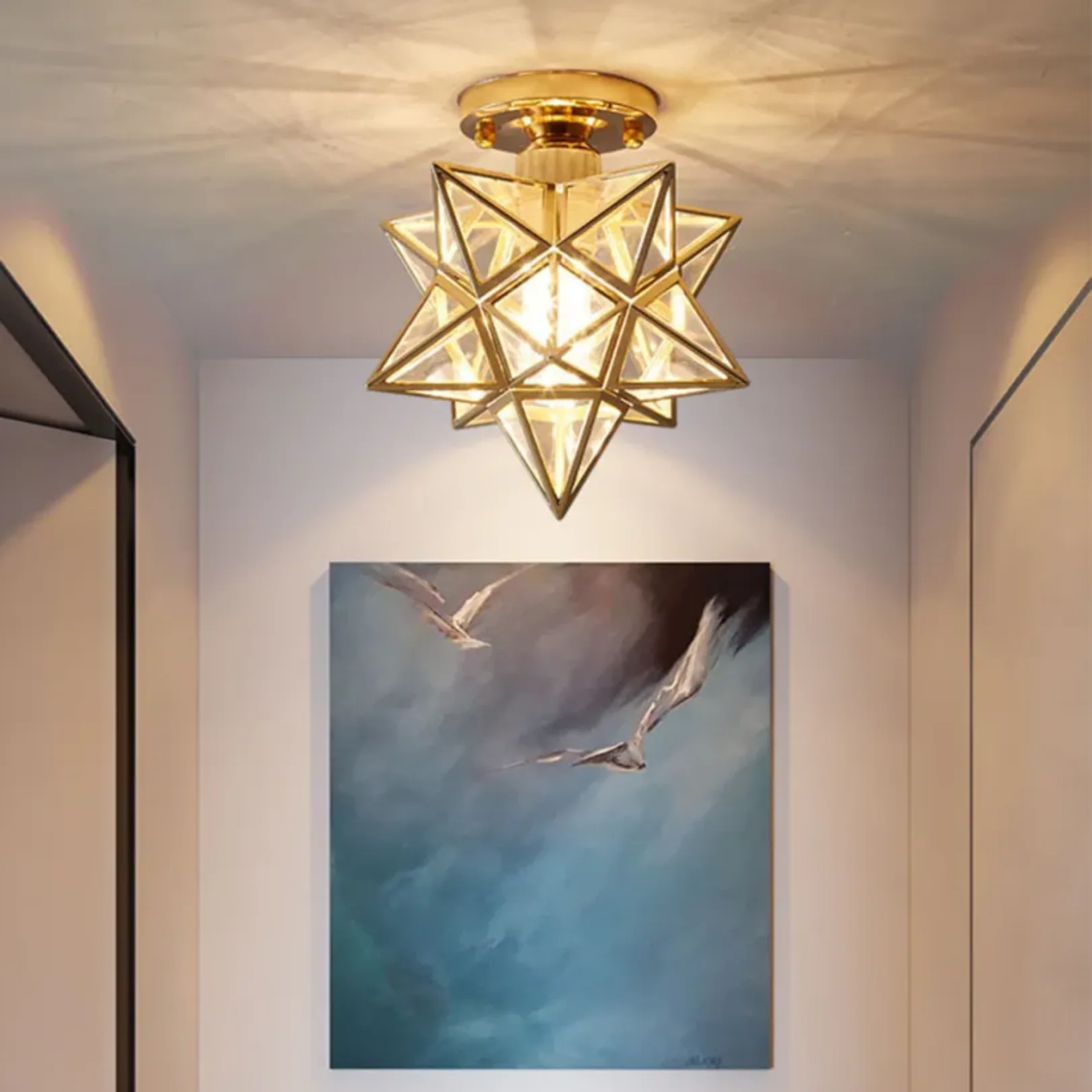 Traditional Star Shape Flush Mount Light - Vintage Style Ceiling Light - Image 5
