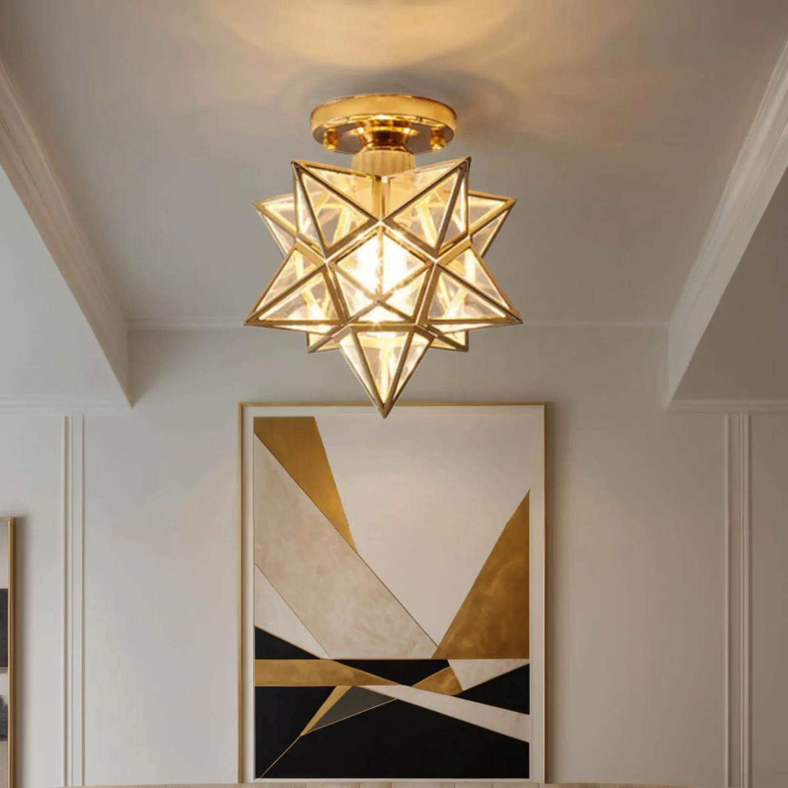 Traditional Star Shape Flush Mount Light - Vintage Style Ceiling Light - Image 6