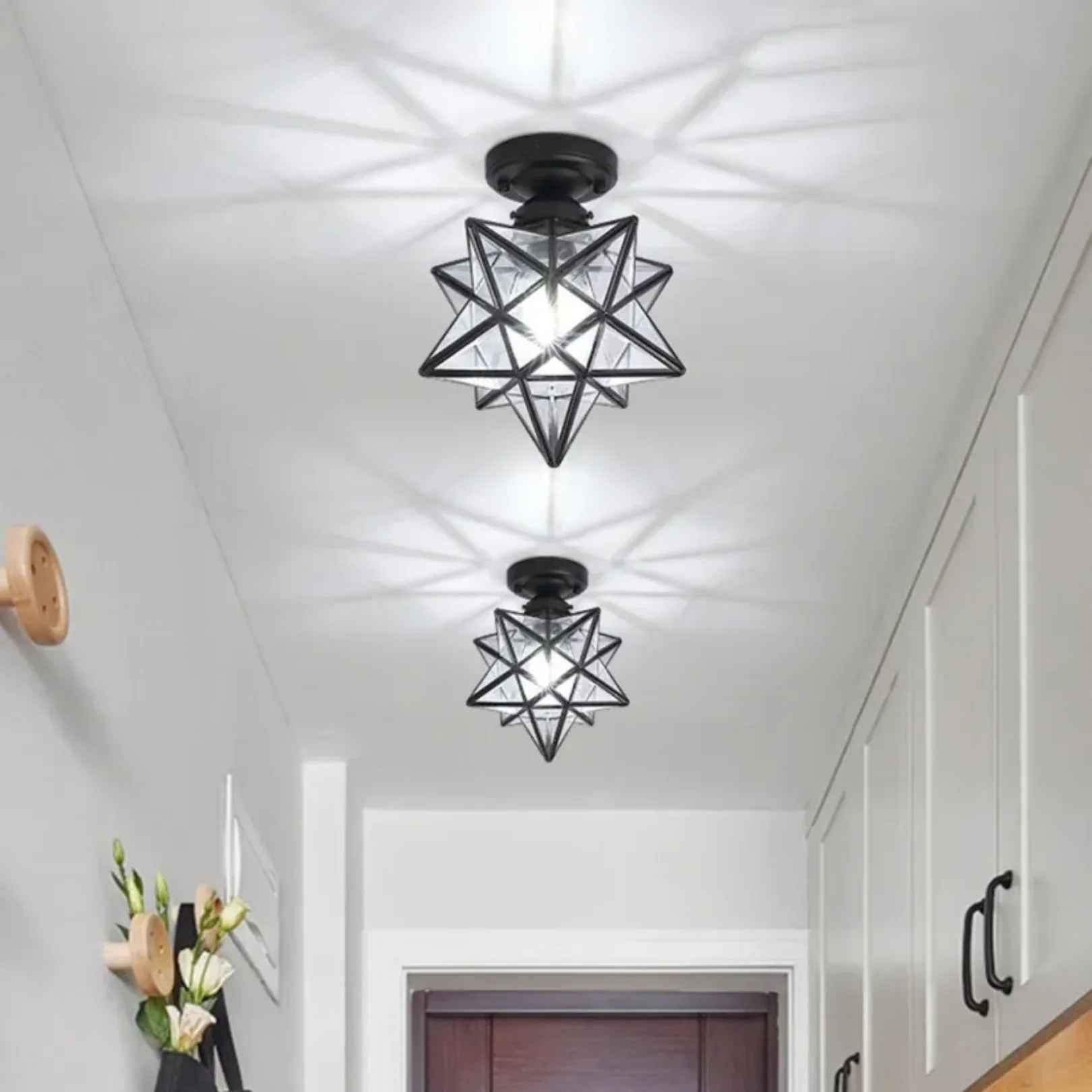 Traditional Star Shape Flush Mount Light - Vintage Style Ceiling Light - Image 9
