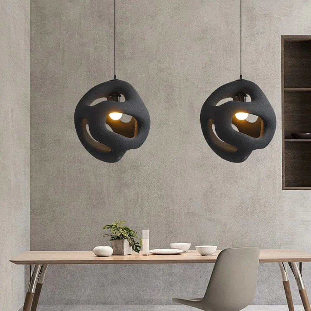 Wabi-Sabi Organic Sculptural Pendant - Irregular Hollow Sphere Light - Image 6