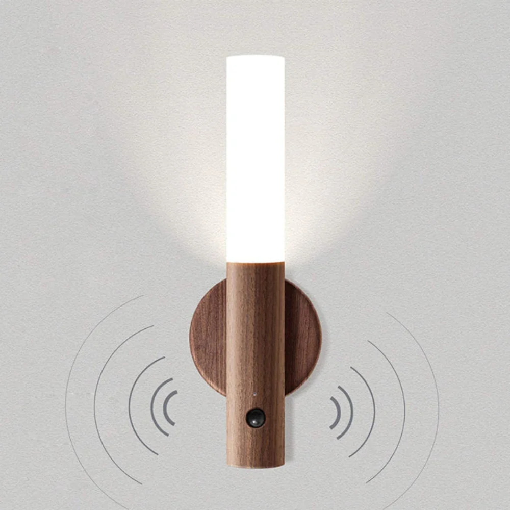 Wall Sconce with Motion Sensor LED - Modern Scandinavian Wood Style - Image 3