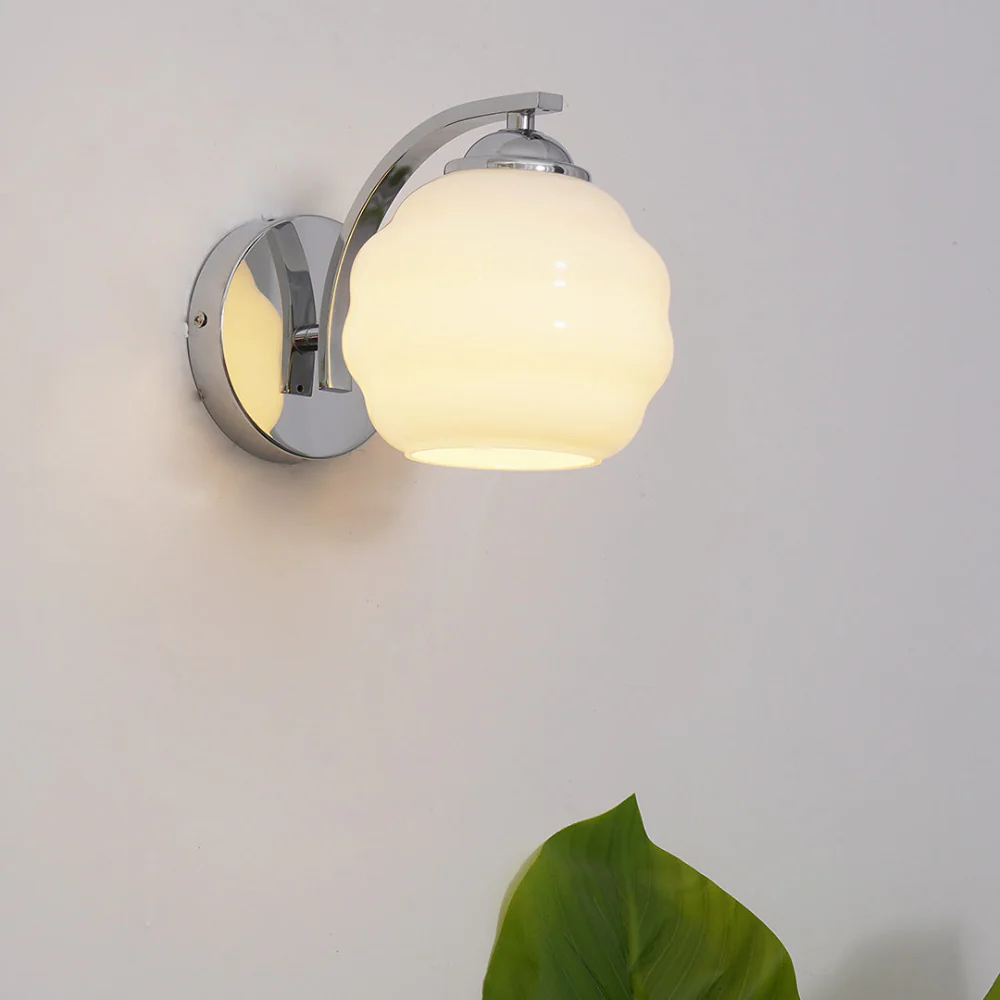 Wall Sconce with Ribbed Glass Globe - Modern Mid Century Gold - Image 15