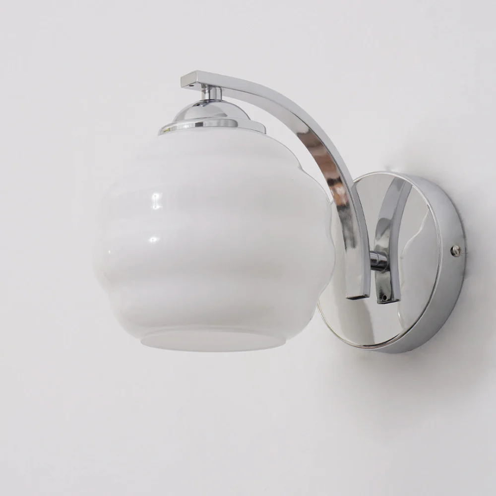 Wall Sconce with Ribbed Glass Globe - Modern Mid Century Gold - Image 18