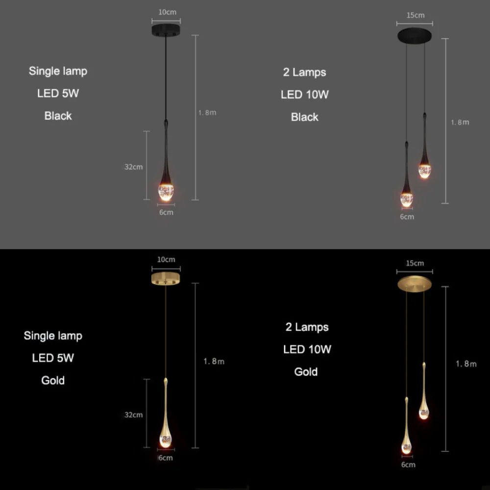 Water Drop Pendant Light with Bubble Crystal Glass - Modern Style - Image 13