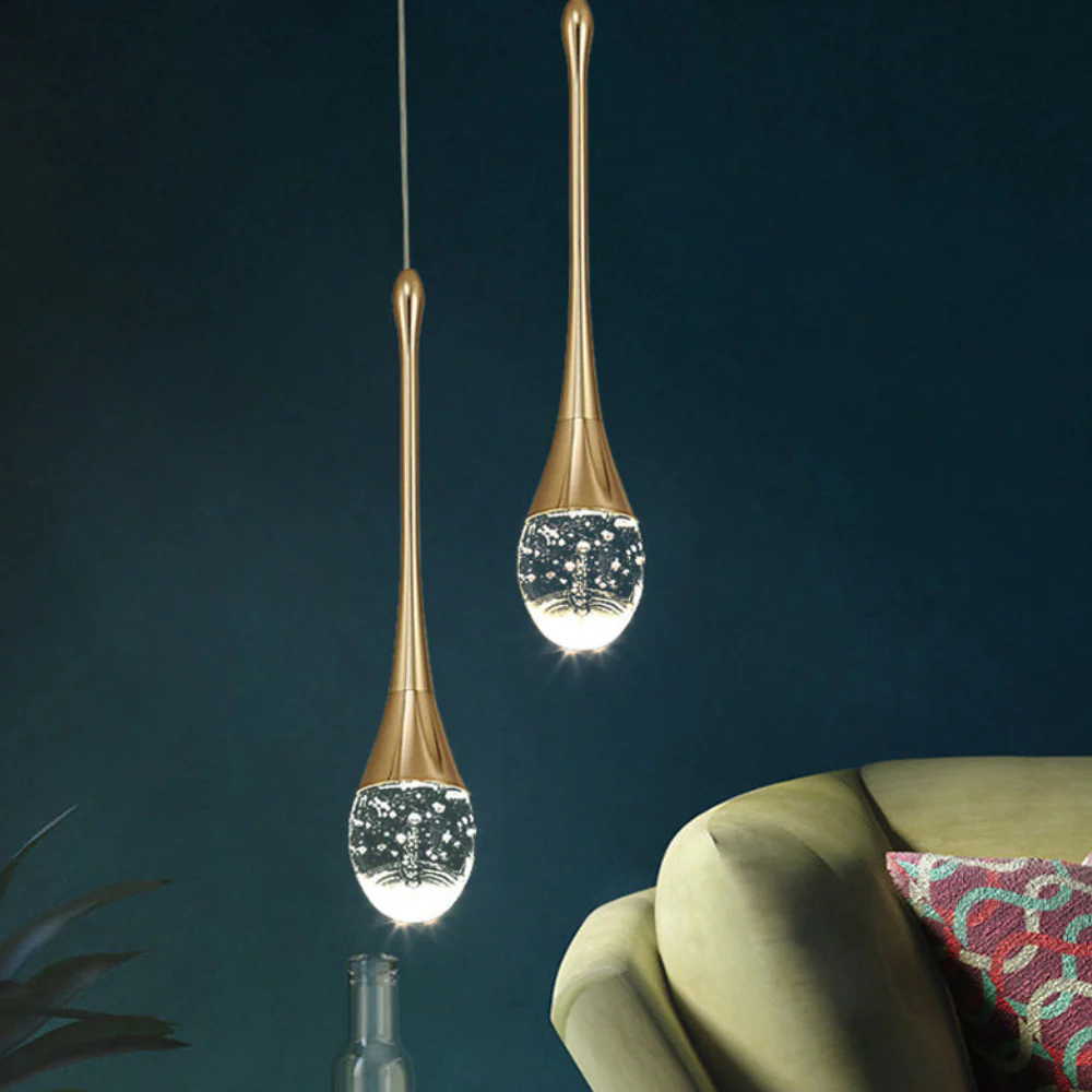 Water Drop Pendant Light with Bubble Crystal Glass - Modern Style - Image 4