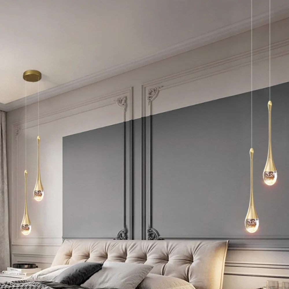 Water Drop Pendant Light with Bubble Crystal Glass - Modern Style - Image 6