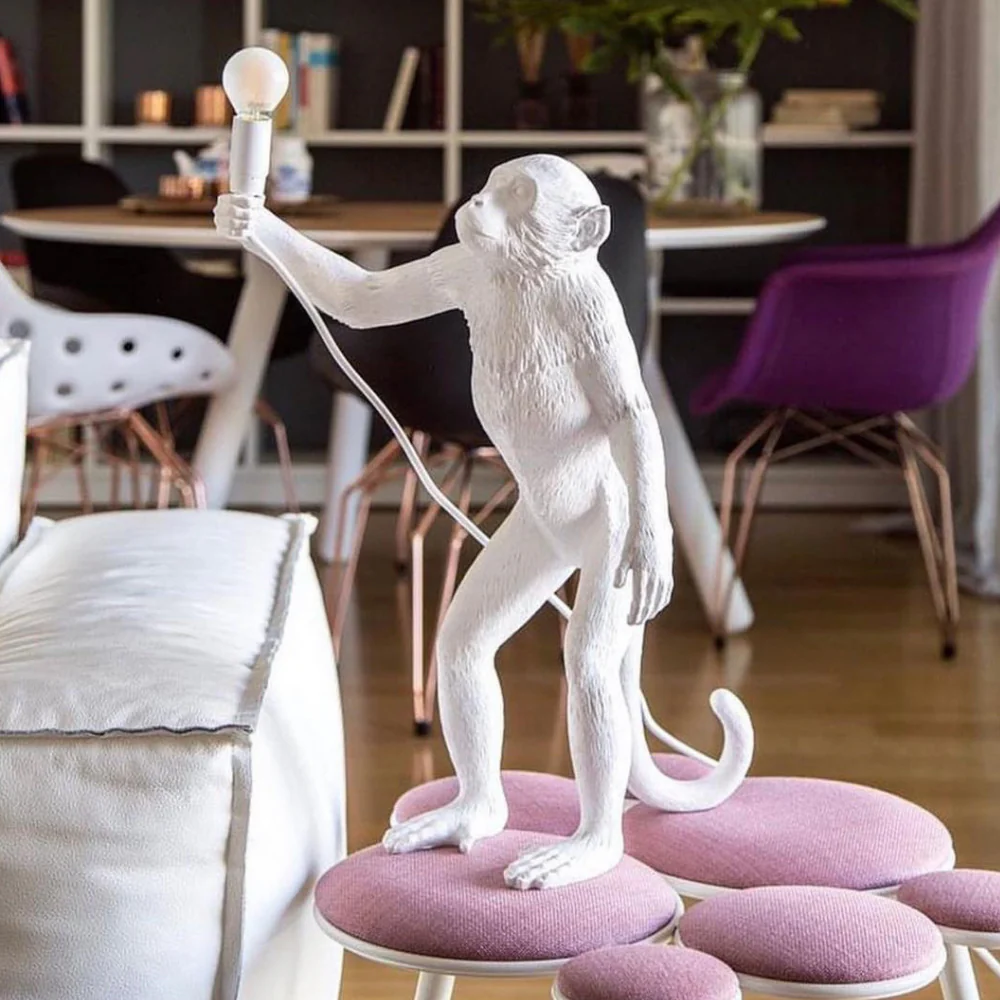 Whimsical Monkey Table Lamp - Sculptural Animal Art Desk Light - Image 5